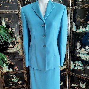 Petite Blue Slimming Skirt Suit